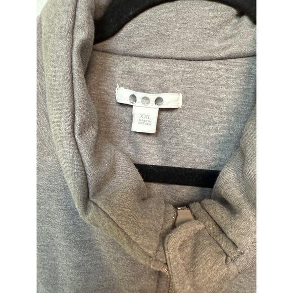 Three Dots Quilted Sweatshirt Jacket, Gray, Size XL - Picture 3 of 5